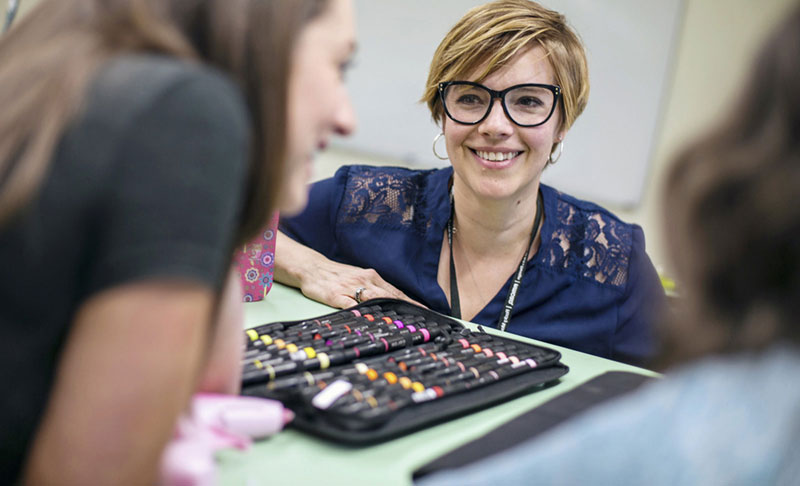 art education student in classroom